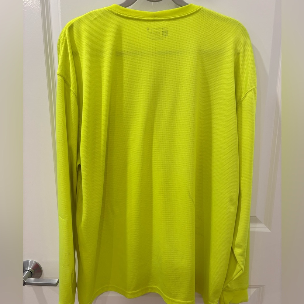 Carhartt Force Hi-Vis Neon Yellow Long Sleeve Pocket Work Shirt XL Relaxed Fit - Picture 8 of 8